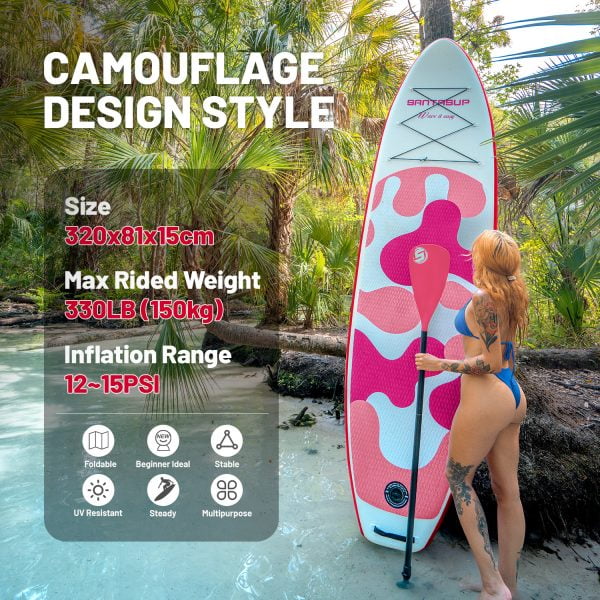 camouflage design style coral pink color paddle board